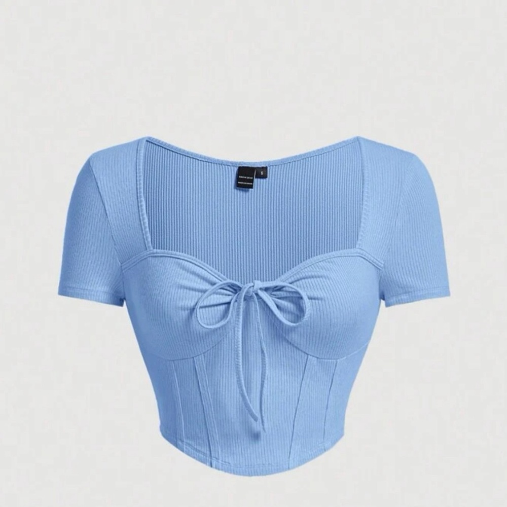 blue crop top